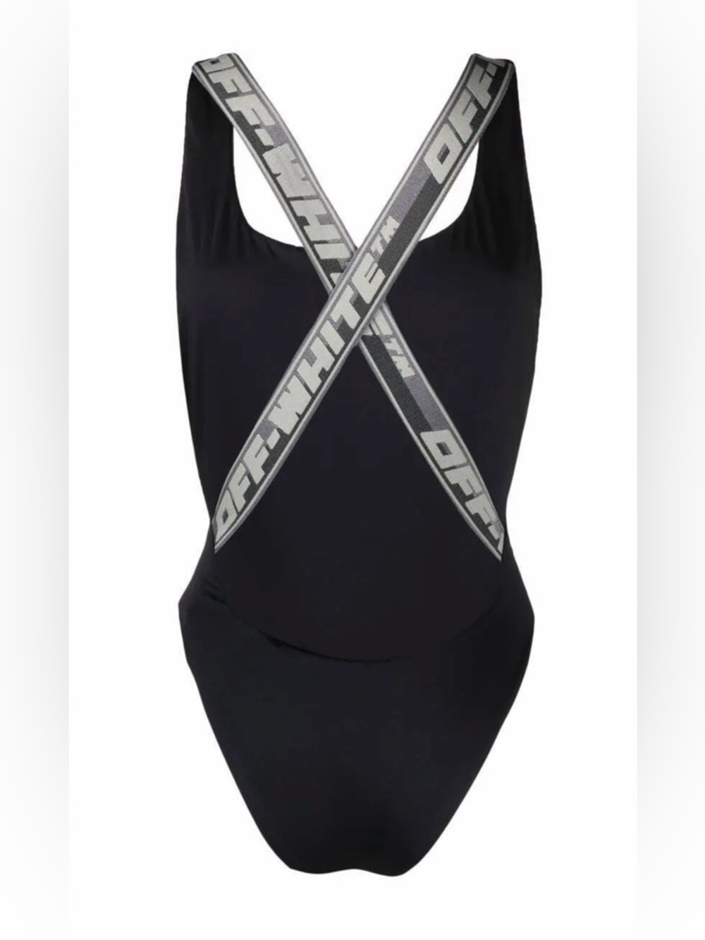 Off-White Black One Piece Swimsuit Strappy Back High Cut XS S - Picture 4 of 10